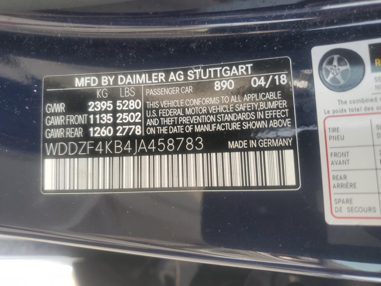 2018 Mercedes-Benz E 300 4Matic VIN: WDDZF4KB4JA458783 Lot: 60630675