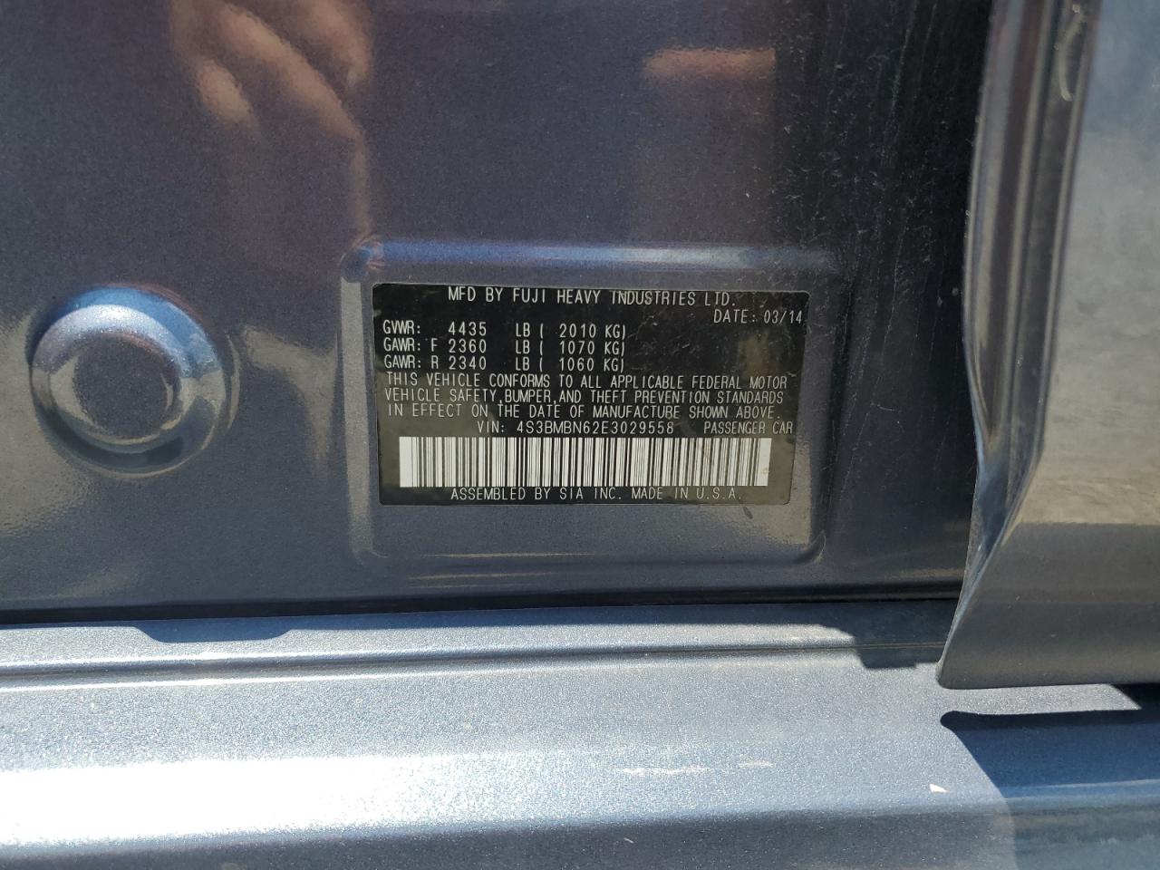SUBARU LEGACY 2014 VIN 4S3BMBN62E3029558 photo 12