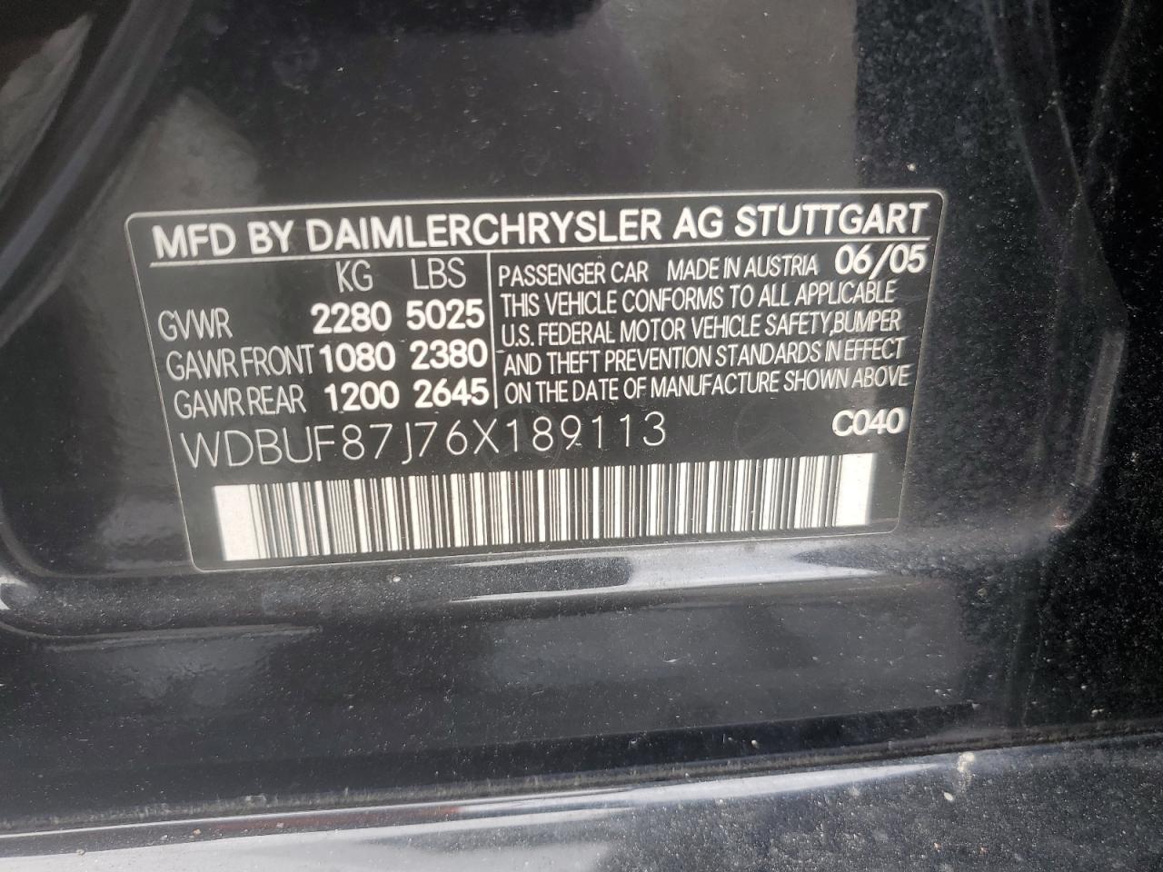 2006 Mercedes-Benz E 350 4Matic VIN: WDBUF87J76X189113 Lot: 59674115
