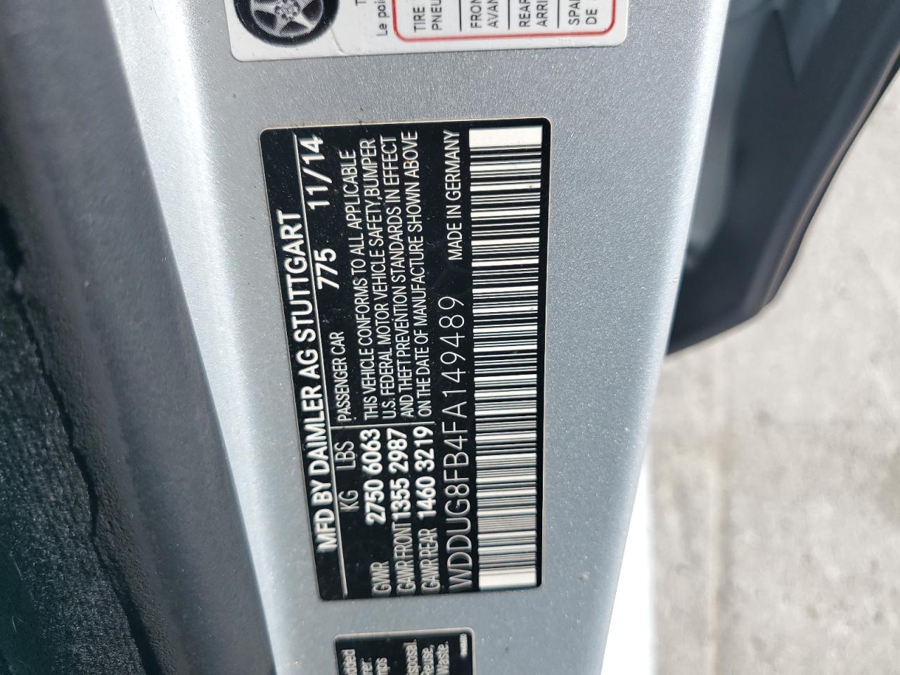 2015 Mercedes-Benz S 550 4Matic VIN: WDDUG8FB4FA149489 Lot: 62151545