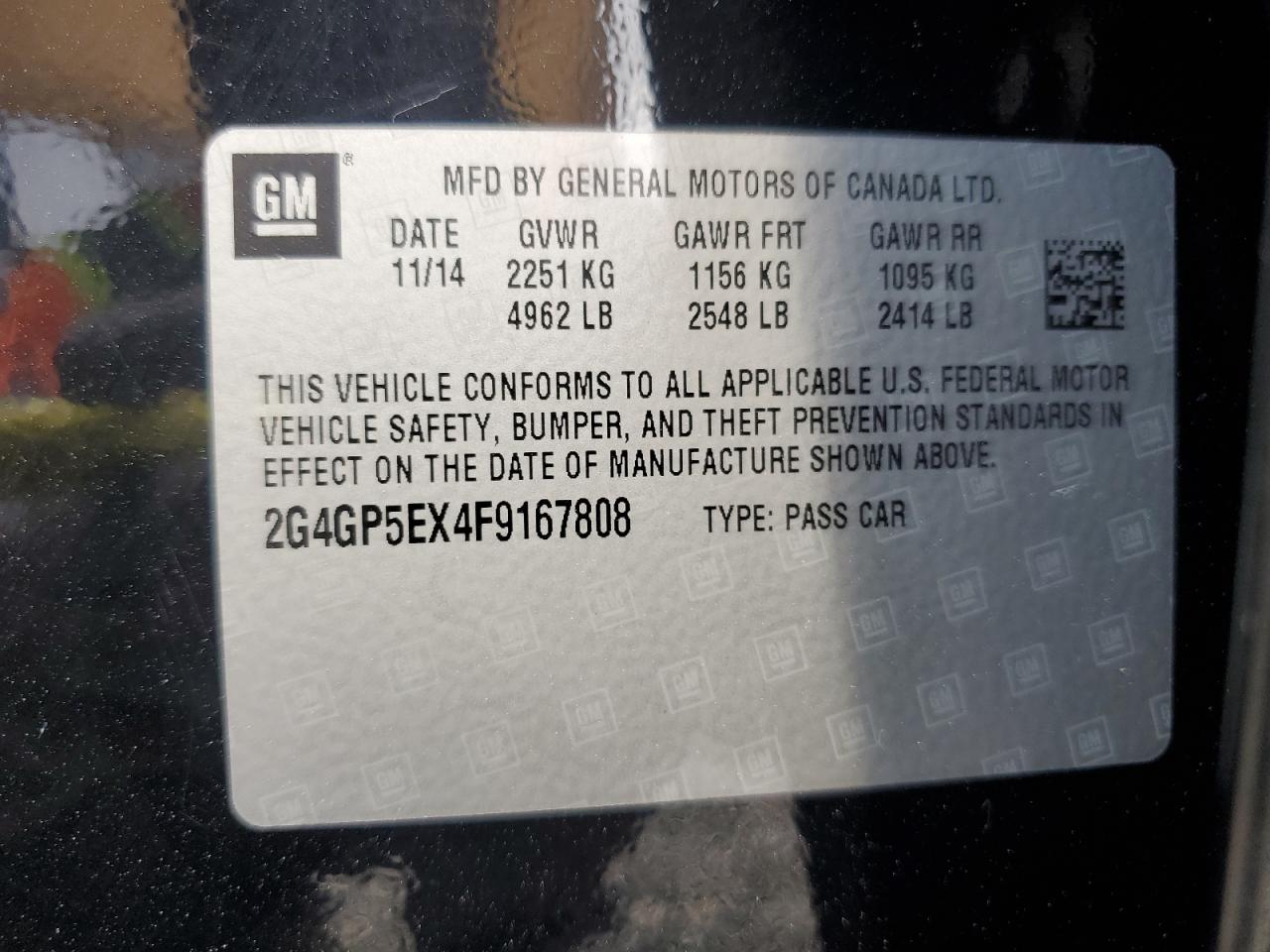 2015 Buick Regal Premium VIN: 2G4GP5EX4F9167808 Lot: 62122715