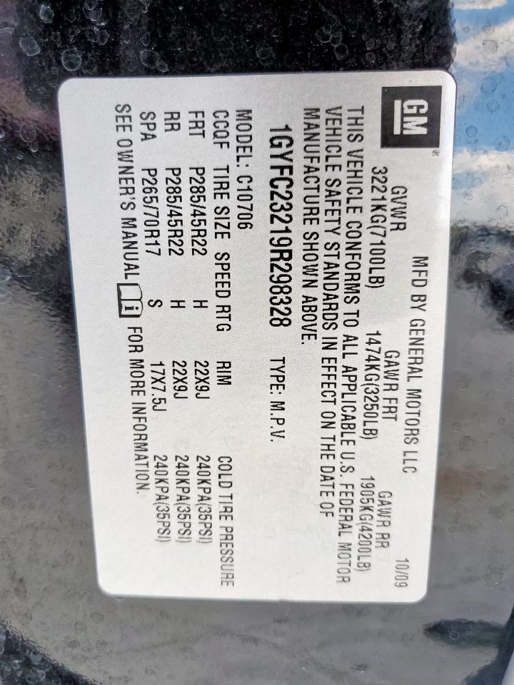 2009 Cadillac Escalade Luxury VIN: 1GYFC23219R298328 Lot: 62998365