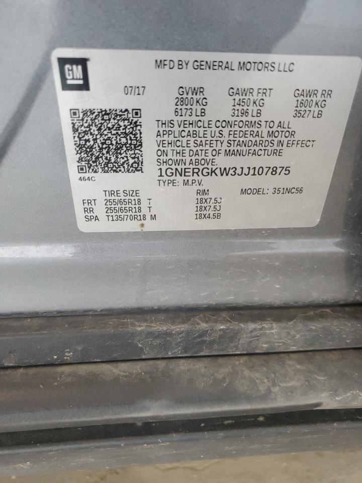 2018 Chevrolet Traverse Lt VIN: 1GNERGKW3JJ107875 Lot: 61627745