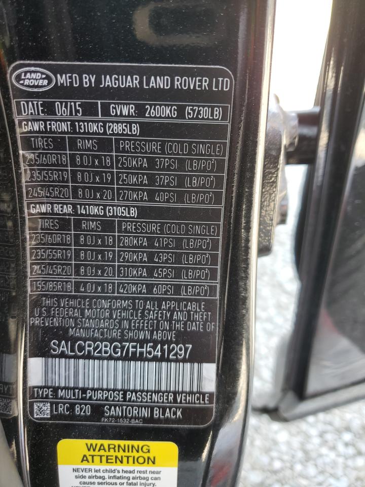 2015 Land Rover Discovery Sport Hse VIN: SALCR2BG7FH541297 Lot: 63039405
