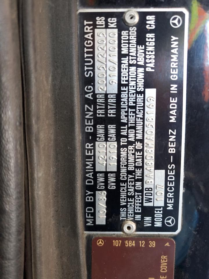 1987 Mercedes-Benz 560 Sl VIN: WDBBA48D8HA058169 Lot: 62693045