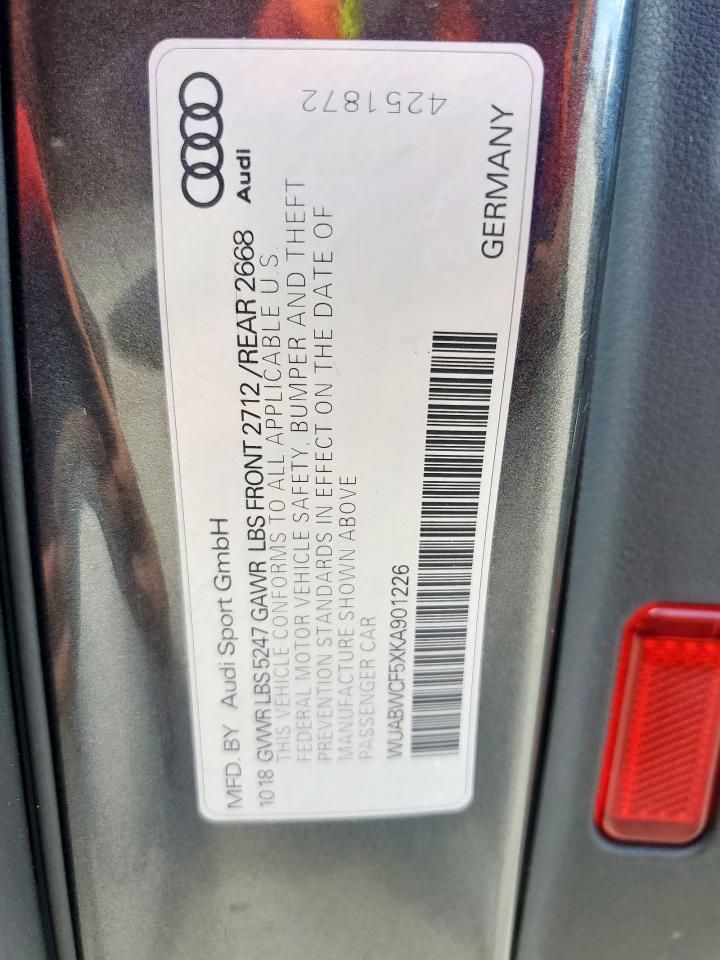 2019 Audi Rs5 VIN: WUABWCF5XKA901226 Lot: 61681845