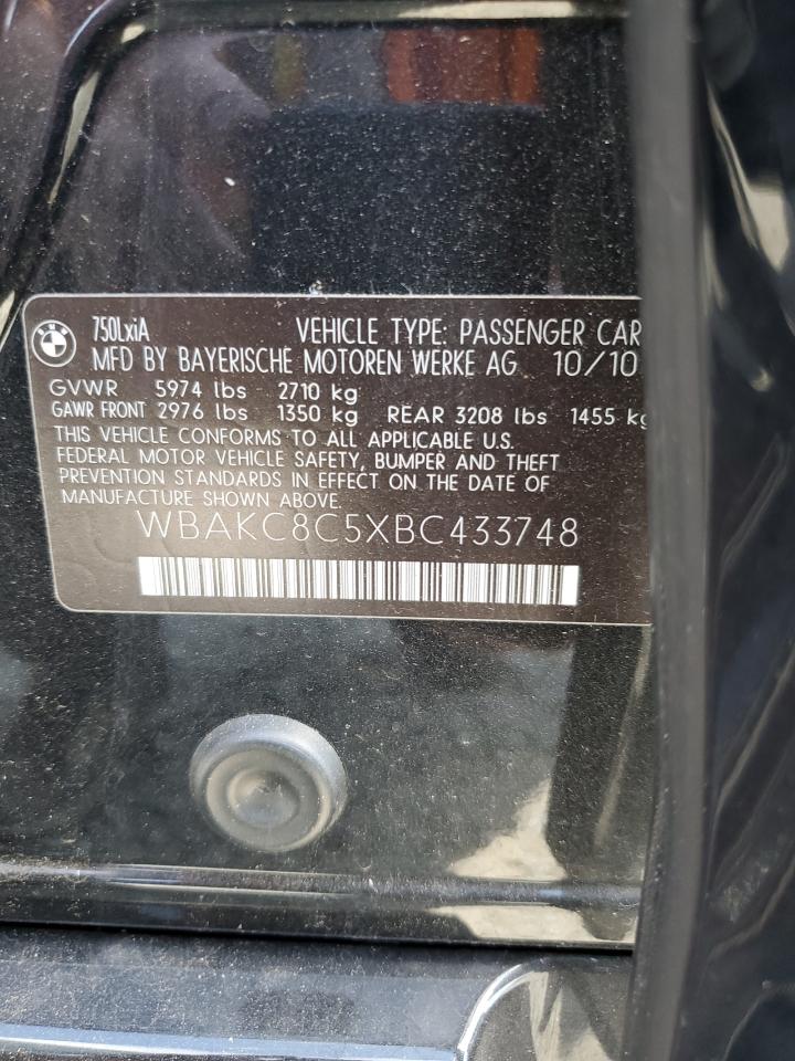 2011 BMW 750 Lxi VIN: WBAKC8C5XBC433748 Lot: 60761135