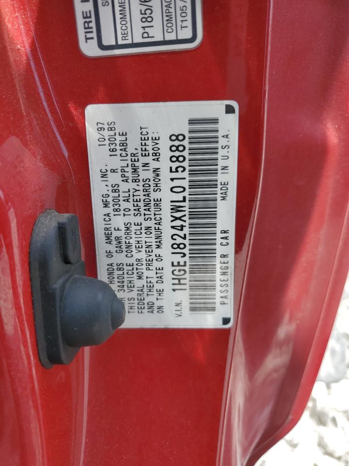1998 Honda Civic Ex VIN: 1HGEJ824XWL015888 Lot: 62022555