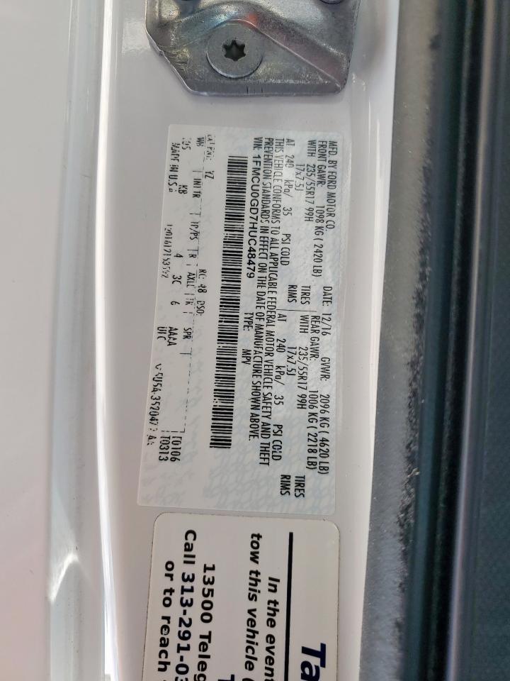 FORD ESCAPE 2017 VIN 1FMCU0GD7HUC48479 zdjęcie 12