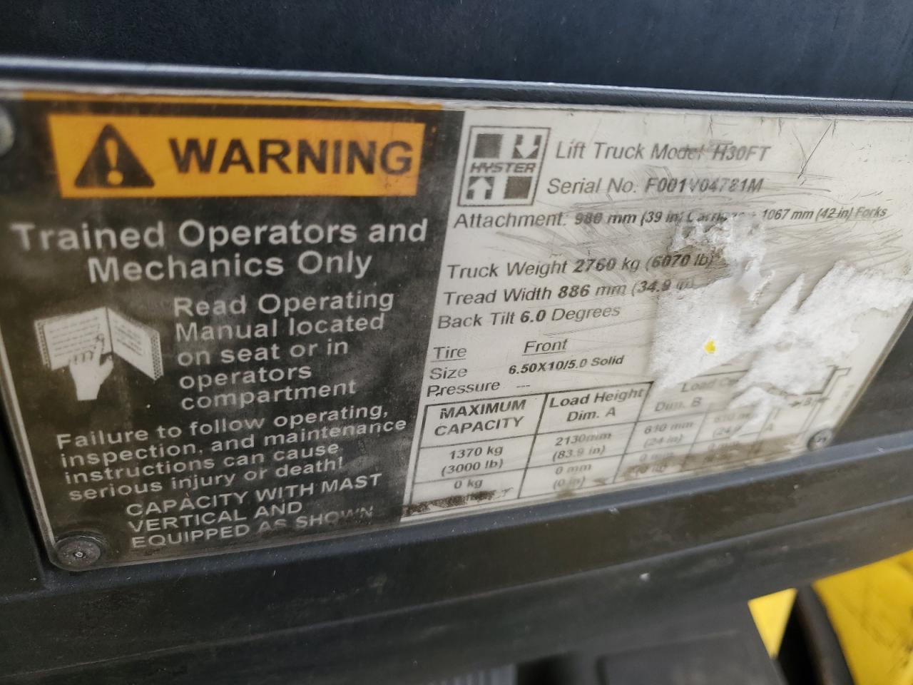 HYST FORKLIFT 2014 VIN F001V04781M фото 10