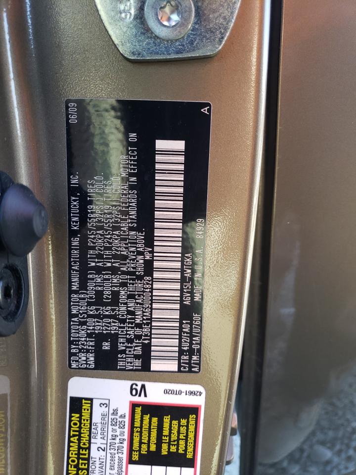 2009 Toyota Venza VIN: 4T3BE11A69U004828 Lot: 62785705