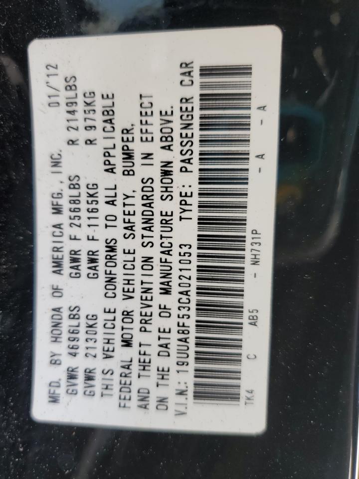 2012 Acura Tl VIN: 19UUA8F53CA021053 Lot: 62915175