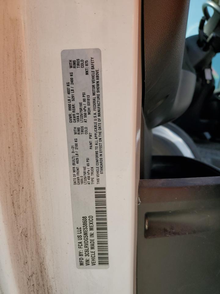 2021 Ram Promaster 2500 2500 High VIN: 3C6LRVDG5ME538608 Lot: 60528475