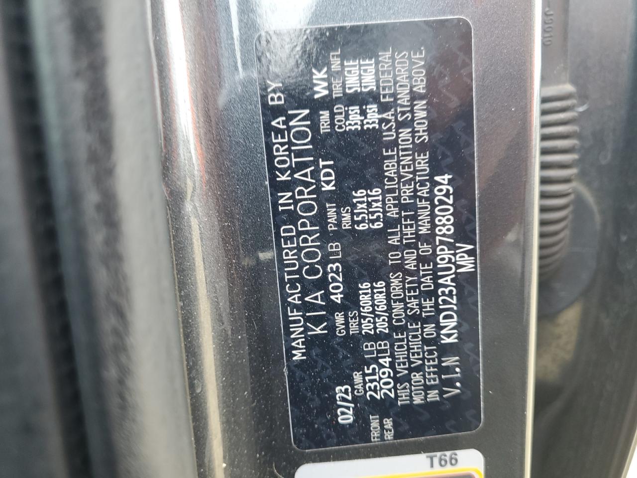 2023 Kia Soul Lx VIN: KNDJ23AU9P7880294 Lot: 59219865