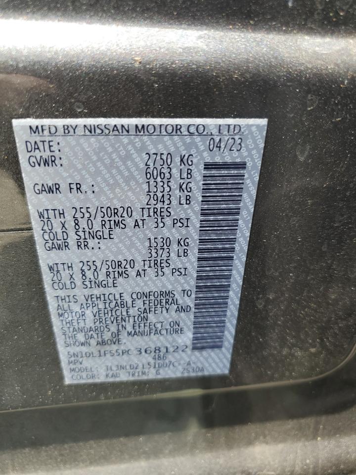 2023 Infiniti Qx60 Luxe VIN: 5N1DL1FS5PC368122 Lot: 62566835