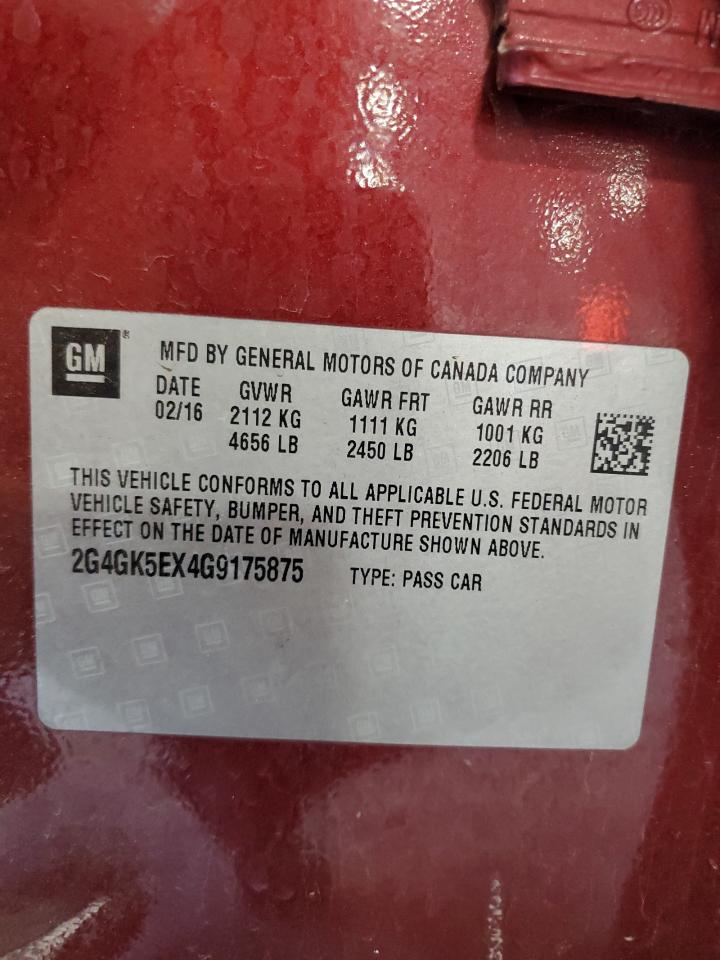 2016 Buick Regal VIN: 2G4GK5EX4G9175875 Lot: 62601755