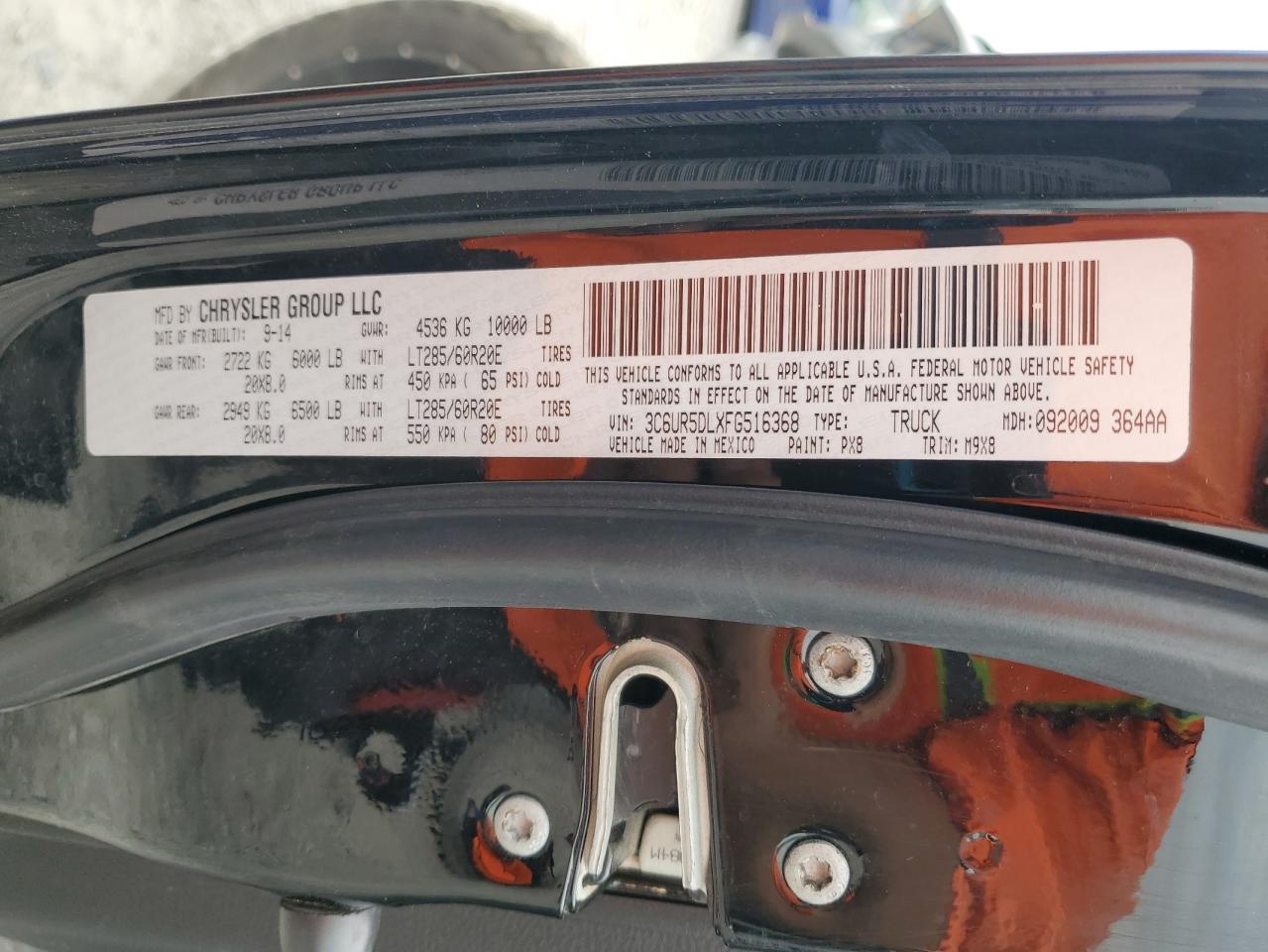 2015 Ram 2500 Slt VIN: 3C6UR5DLXFG516368 Lot: 60277705