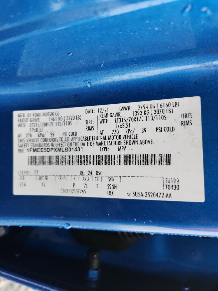 2021 Ford Bronco Base VIN: 1FMEE5DPXMLB01431 Lot: 59192915