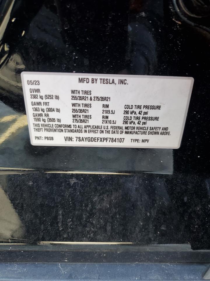 2023 Tesla Model Y VIN: 7SAYGDEFXPF784107 Lot: 64311435