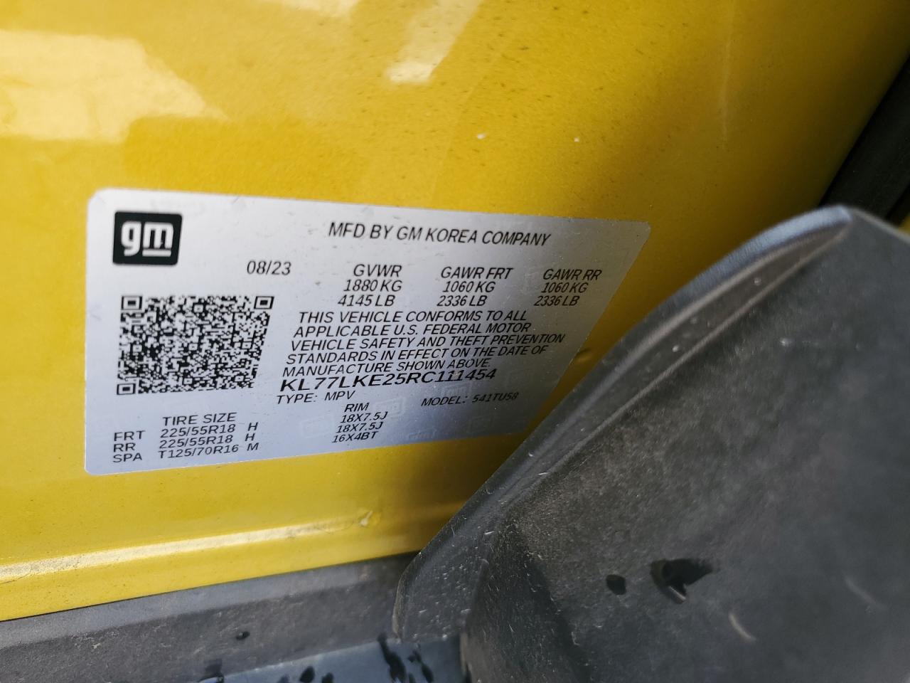 2024 Chevrolet Trax Activ VIN: KL77LKE25RC111454 Lot: 59935225