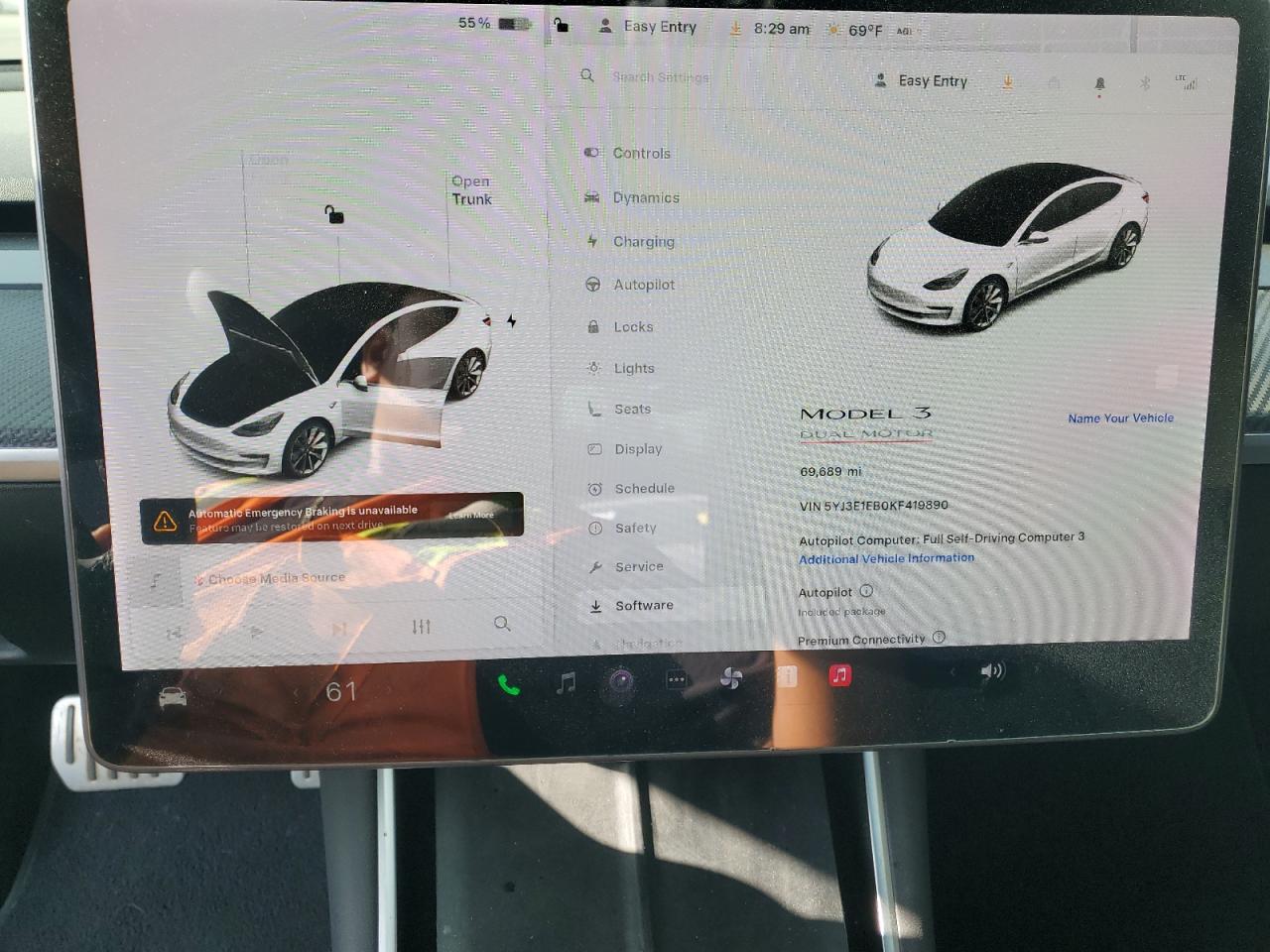 2019 Tesla Model 3 VIN: 5YJ3E1EB0KF419890 Lot: 62201855