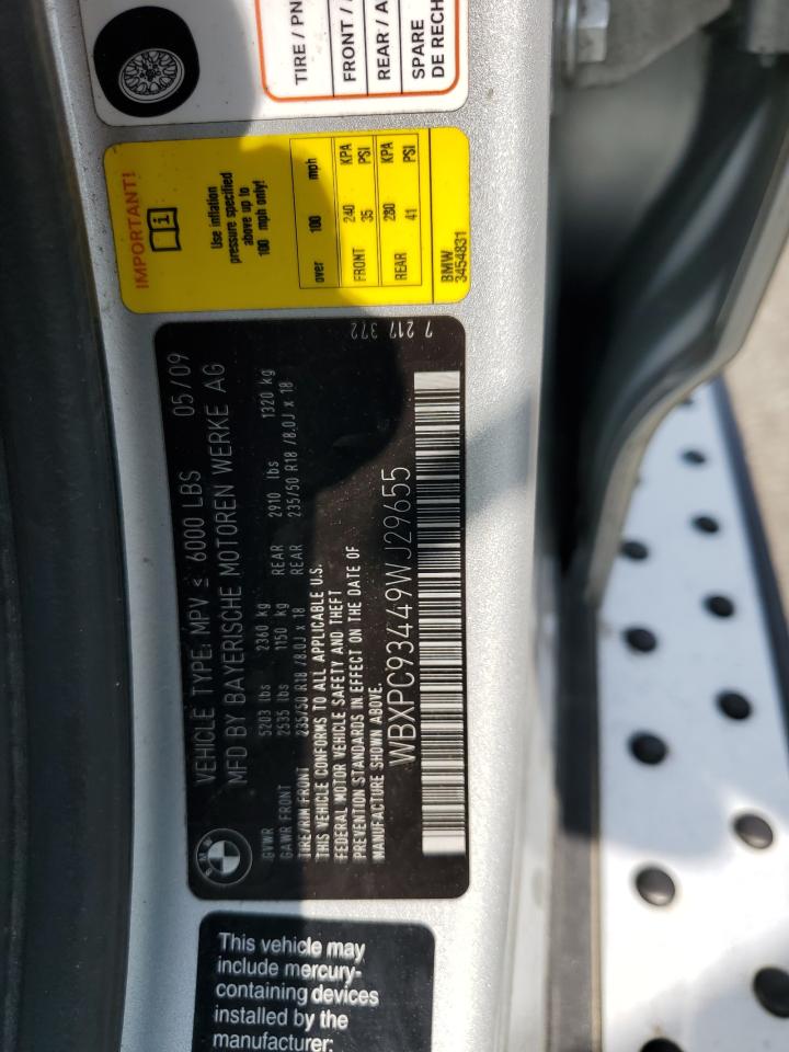 2009 BMW X3 xDrive30I VIN: WBXPC93449WJ29655 Lot: 58916505