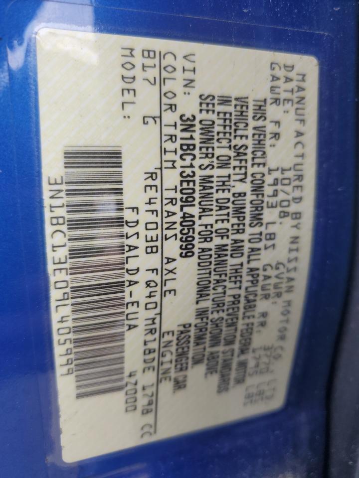 2009 Nissan Versa S VIN: 3N1BC13E09L405999 Lot: 61858105