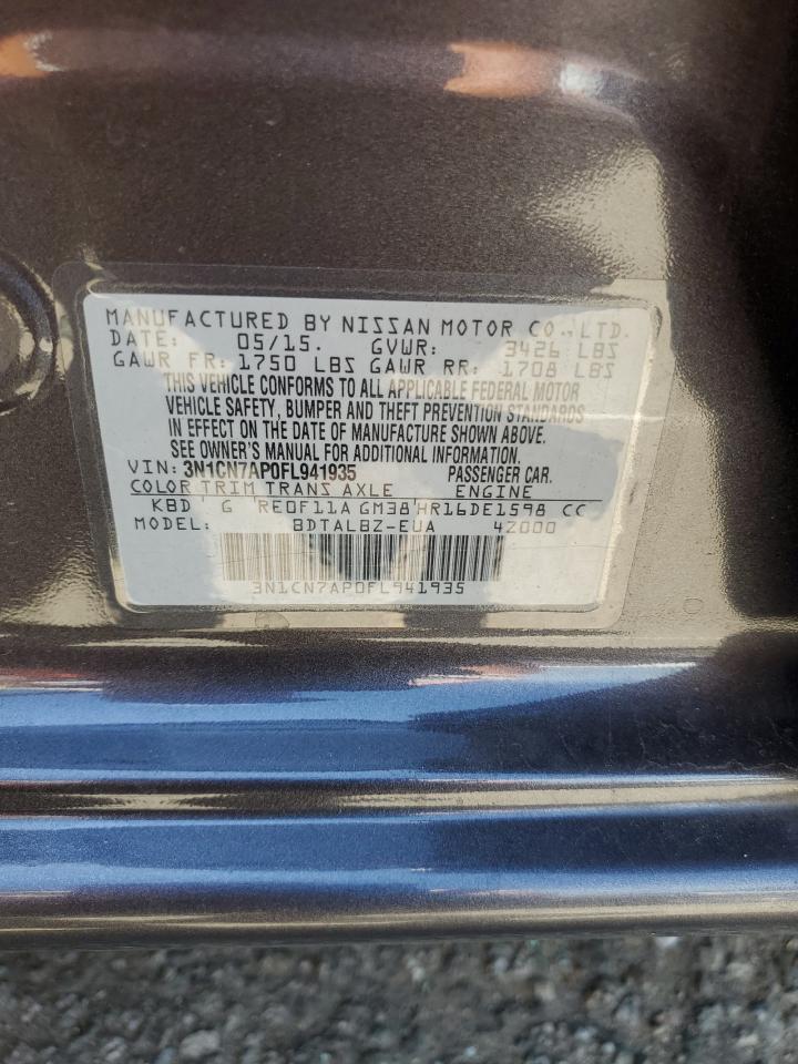 2015 Nissan Versa S VIN: 3N1CN7AP0FL941935 Lot: 63085635