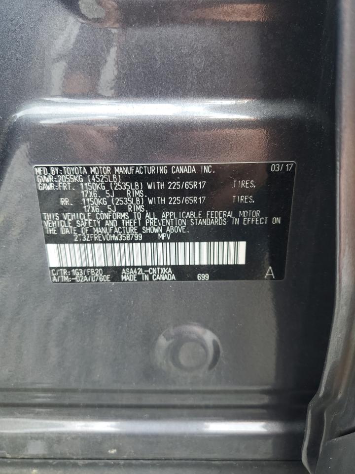 2017 Toyota Rav4 Le VIN: 2T3ZFREV0HW358799 Lot: 62984685