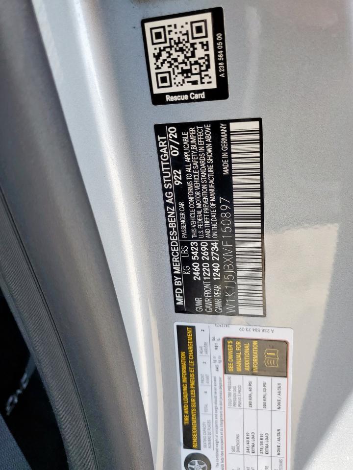 2021 Mercedes-Benz E 450 VIN: W1K1J5JBXMF150897 Lot: 61184995