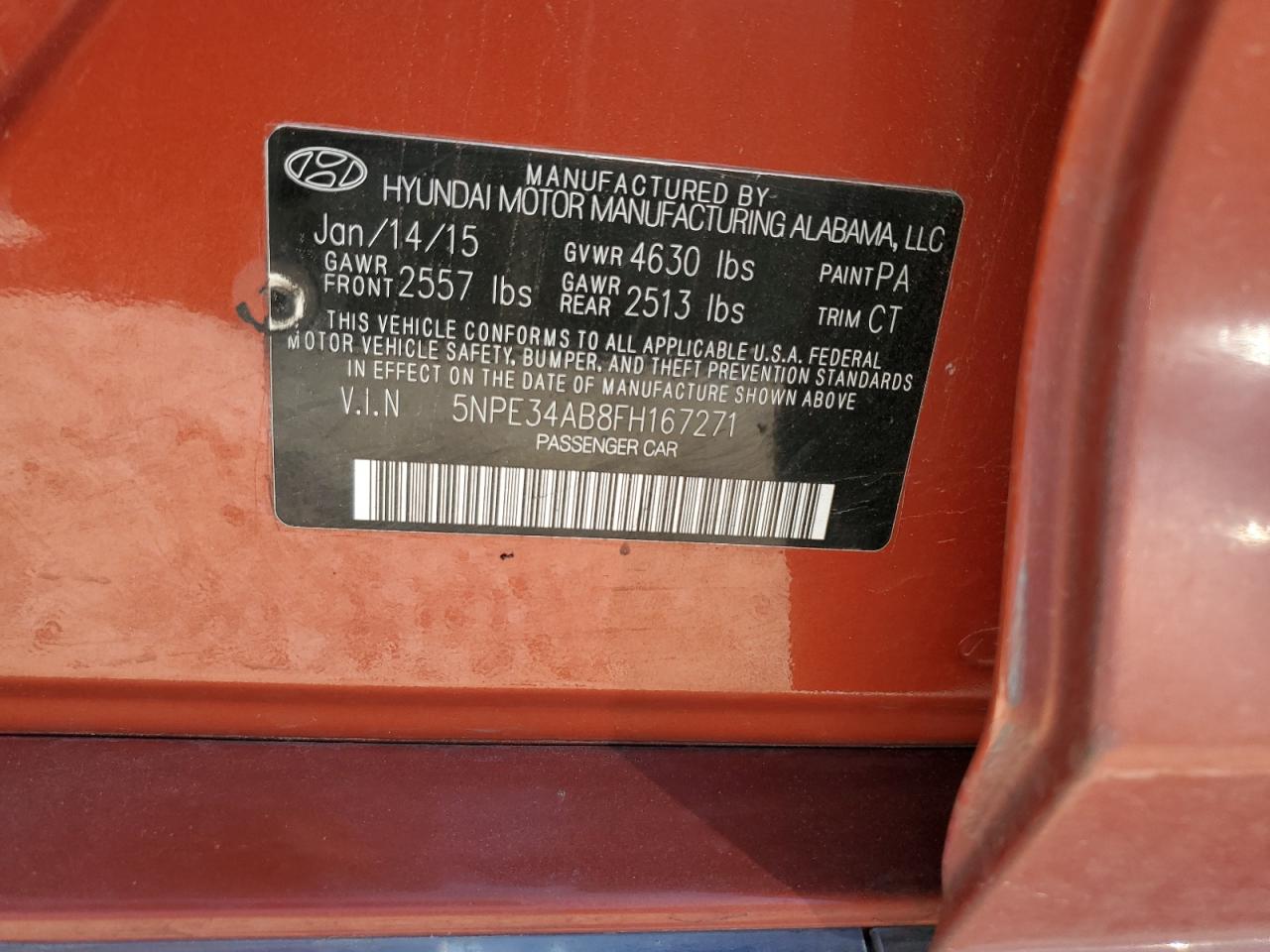 2015 Hyundai Sonata Sport VIN: 5NPE34AB8FH167271 Lot: 60730505