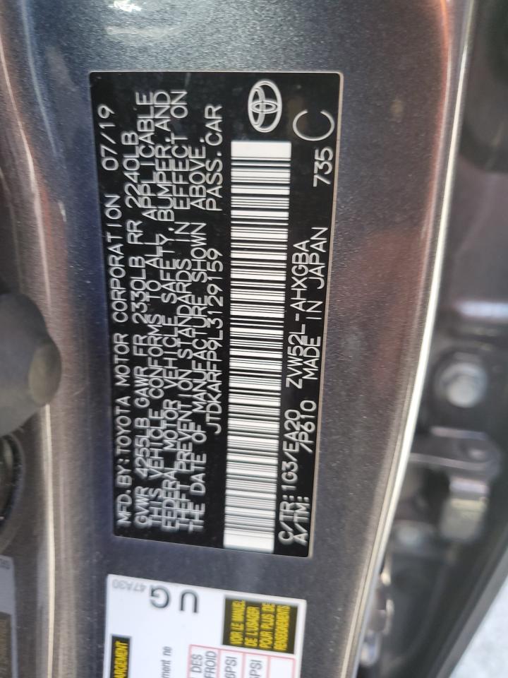 2020 Toyota Prius Prime Le VIN: JTDKARFP9L3129159 Lot: 61196965