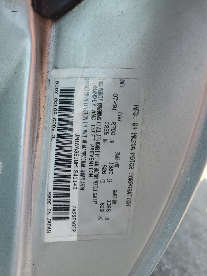 1991 Mazda Mx-5 Miata VIN: JM1NA3510M1241143 Lot: 61612275