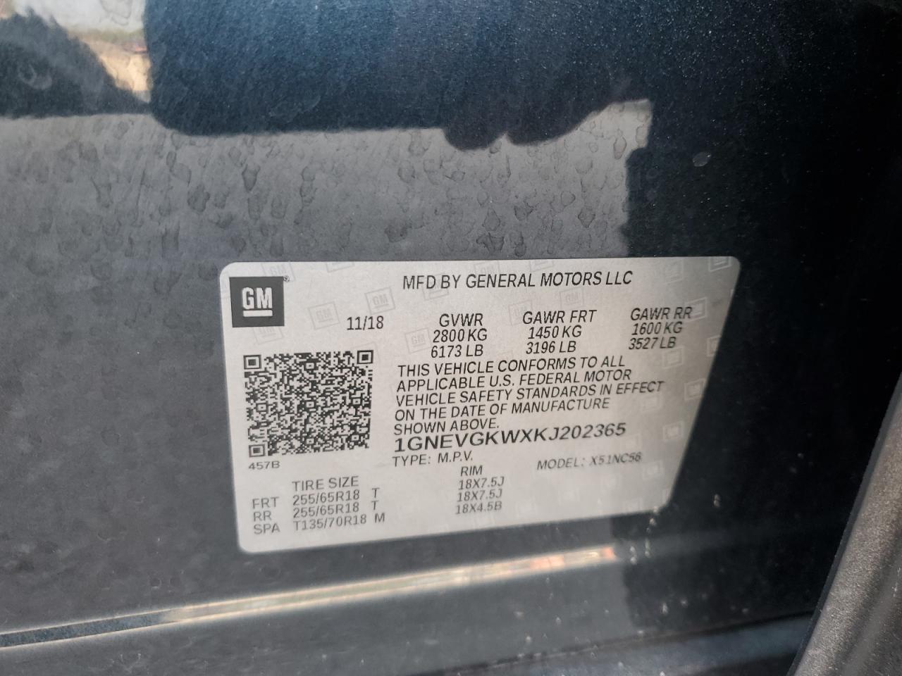 CHEVROLET TRAVERSE 2019 VIN 1GNEVGKWXKJ202365 photo 13