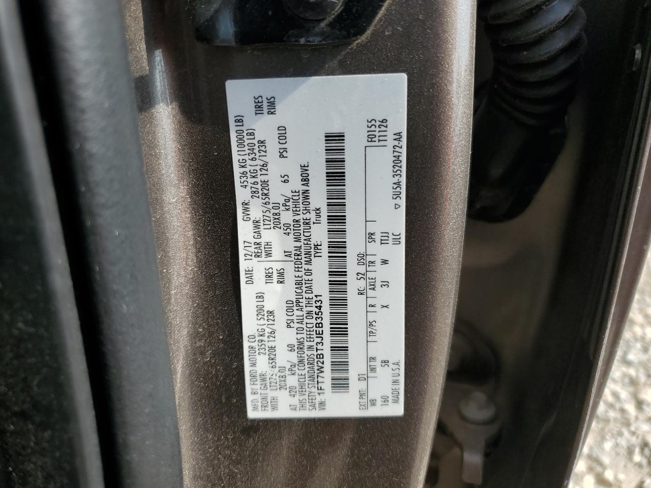 FORD F250 2018 VIN 1FT7W2BT3JEB35431 фото 13