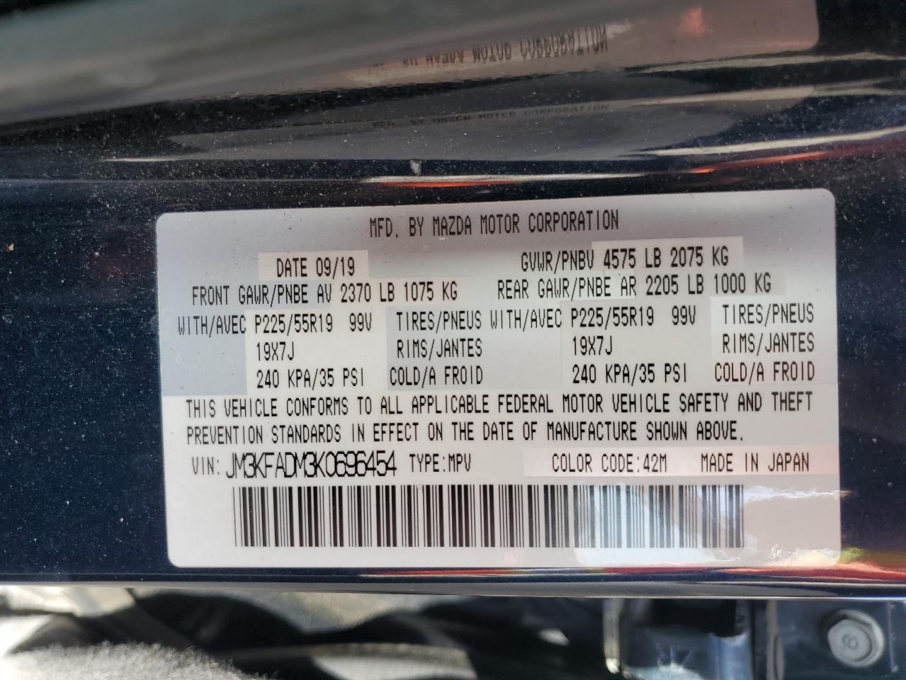 MAZDA CX-5 2019 VIN JM3KFADM3K0696454 zdjęcie 13
