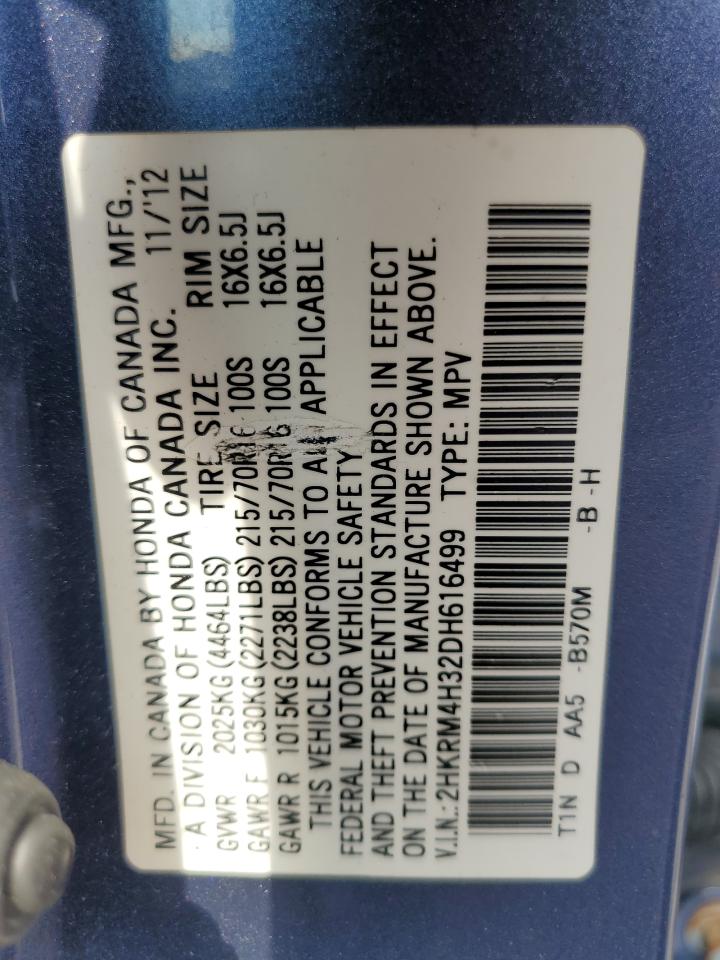 2013 Honda Cr-V Lx VIN: 2HKRM4H32DH616499 Lot: 61971965