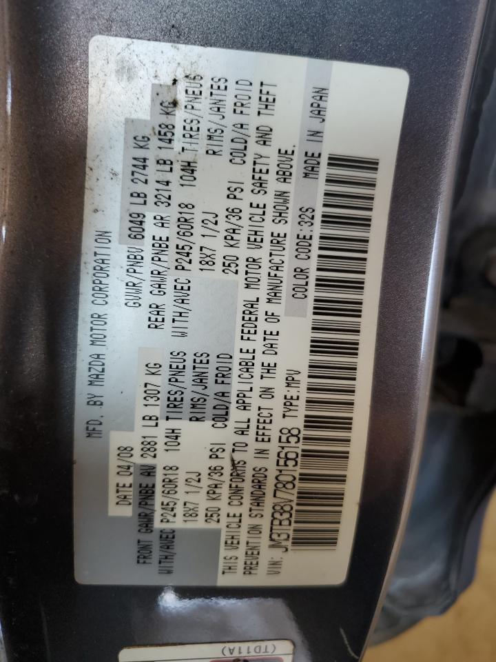 2008 Mazda Cx-9 VIN: JM3TB38V780156158 Lot: 62378365