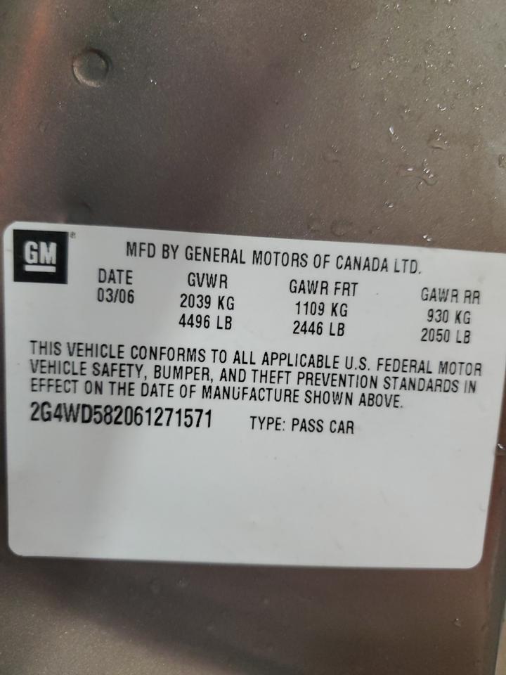 2006 Buick Lacrosse Cxl VIN: 2G4WD582061271571 Lot: 62372165