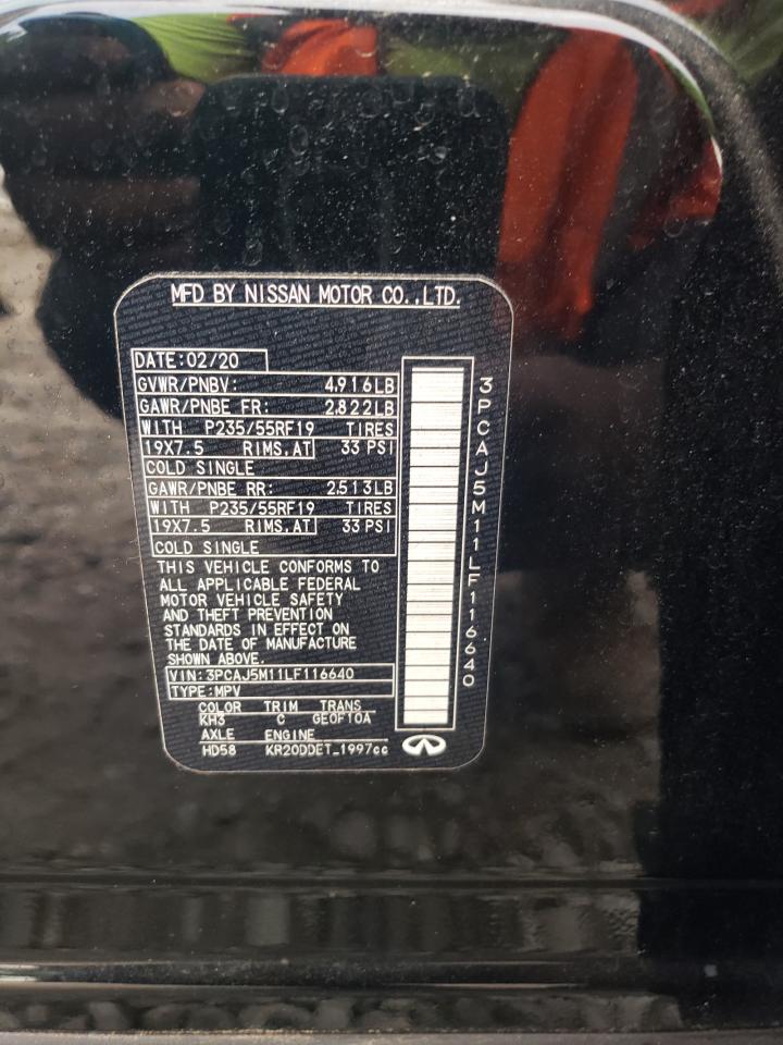 2020 Infiniti Qx50 Pure VIN: 3PCAJ5M11LF116640 Lot: 62713295