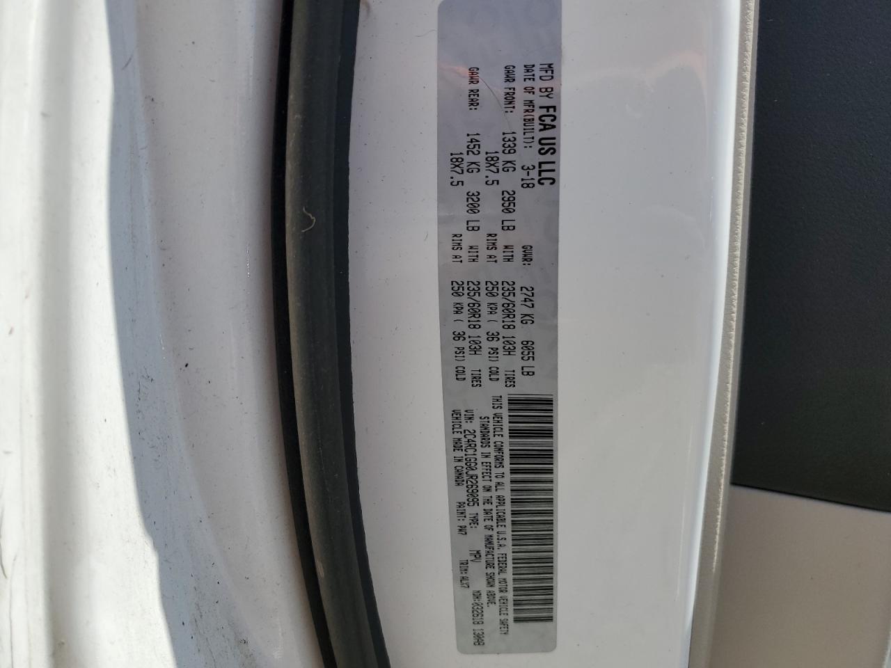 2018 Chrysler Pacifica Limited VIN: 2C4RC1GG0JR269095 Lot: 61841485