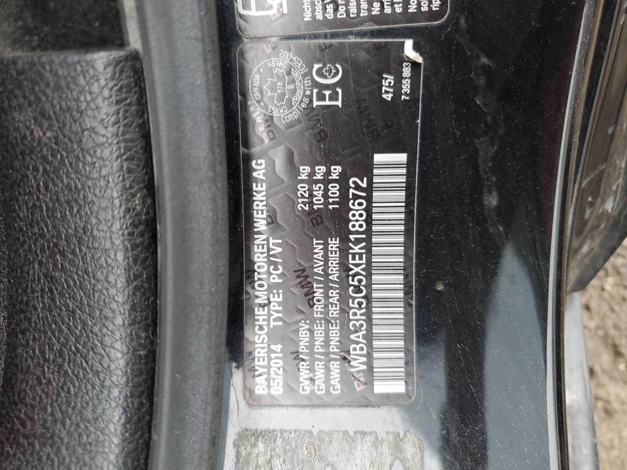 2014 BMW 435 Xi VIN: WBA3R5C5XEK188672 Lot: 62351875