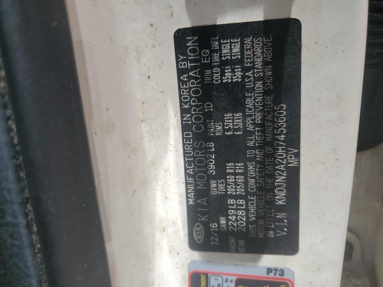 2017 Kia Soul VIN: KNDJN2A20H7453605 Lot: 60232275