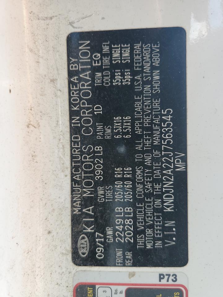 2018 Kia Soul VIN: KNDJN2A22J7563545 Lot: 62333475