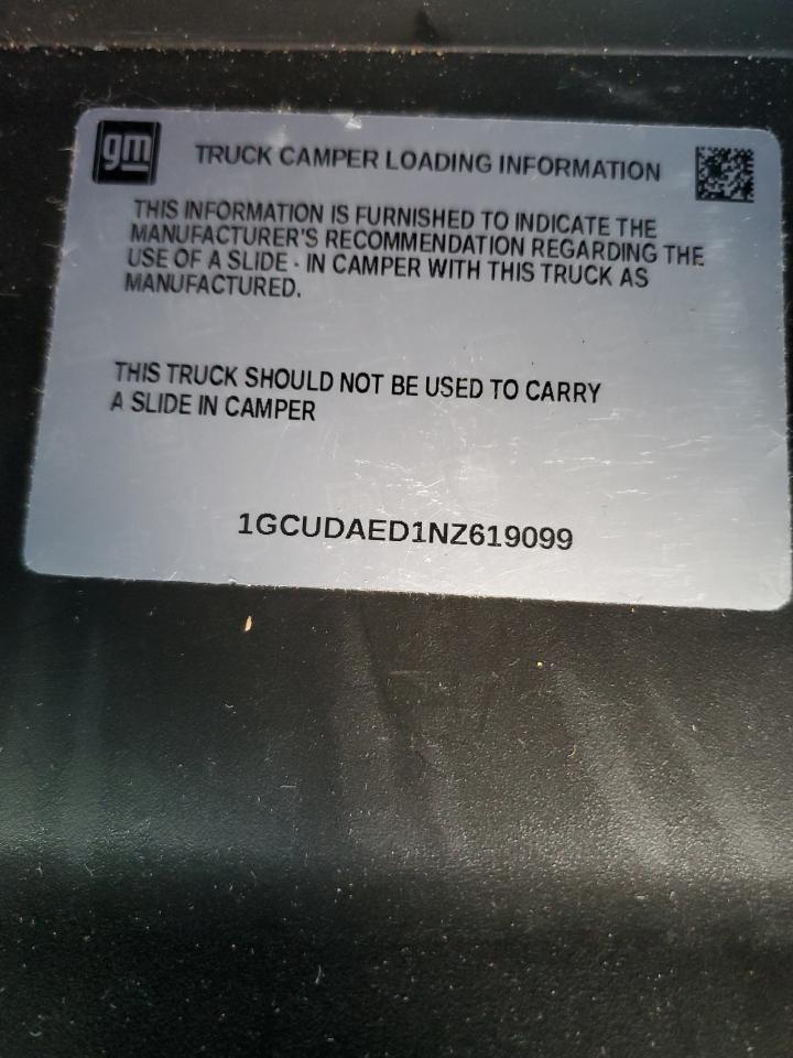 2022 Chevrolet Silverado K1500 VIN: 1GCUDAED1NZ619099 Lot: 62462925