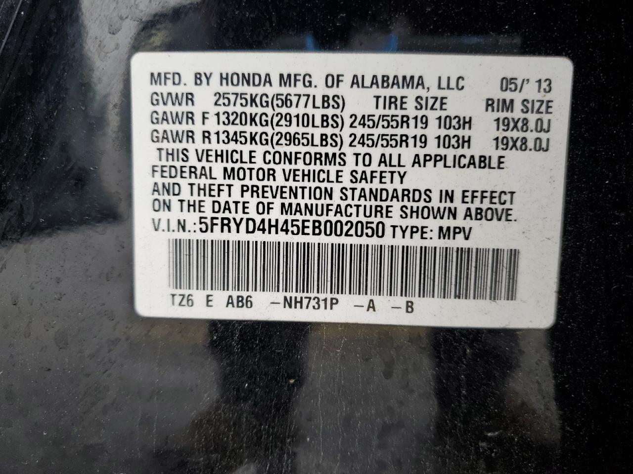 2014 Acura Mdx Technology VIN: 5FRYD4H45EB002050 Lot: 62874775