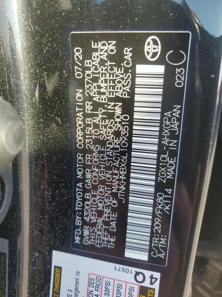 2020 Toyota C-Hr Xle VIN: JTNKHMBX6L1093510 Lot: 61806695