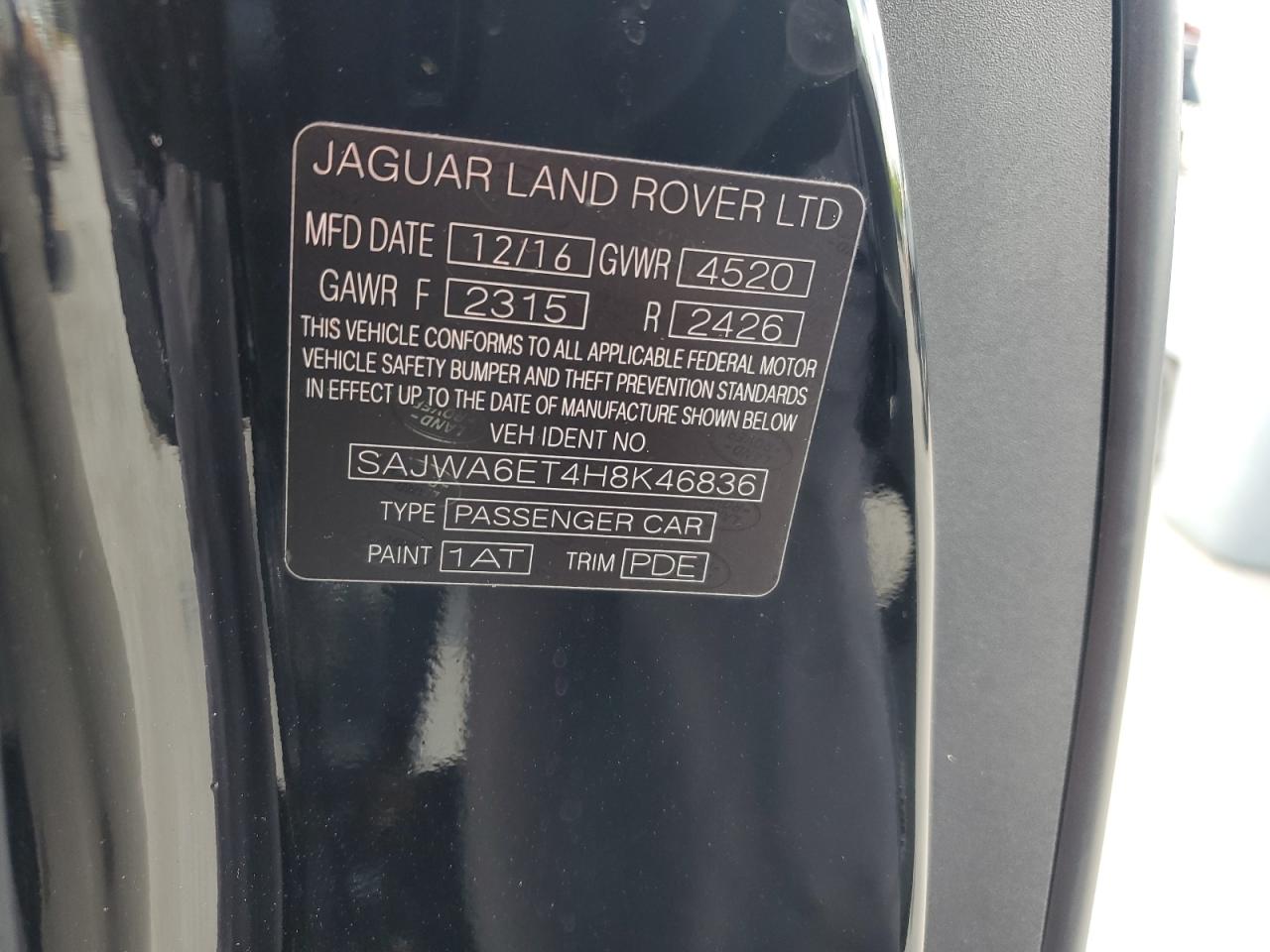 2017 Jaguar F-Type VIN: SAJWA6ET4H8K46836 Lot: 60658885