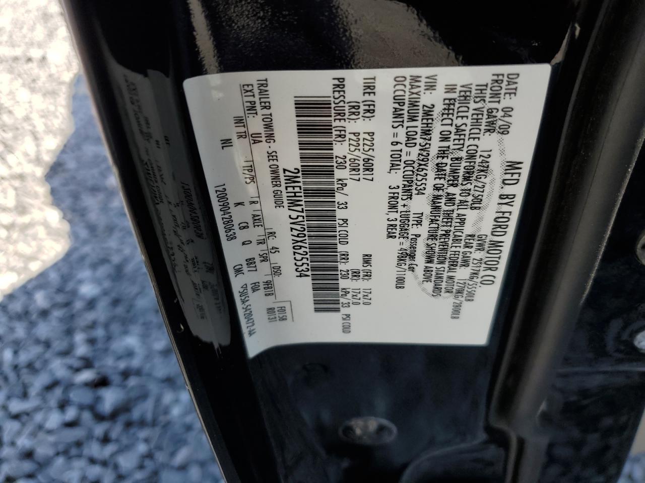 2009 Mercury Grand Marquis Ls VIN: 2MEHM75V29X625534 Lot: 61452685