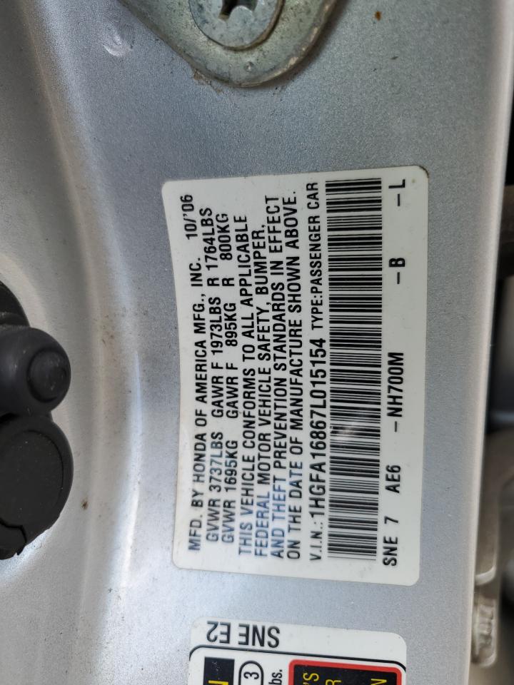 2007 Honda Civic Ex VIN: 1HGFA16867L015154 Lot: 62841775